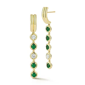 FORME 5-Stone Emerald and Diamond Drop Earrings