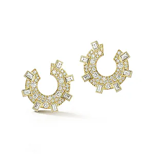 Prive Pave Diamond Baguette Hoops