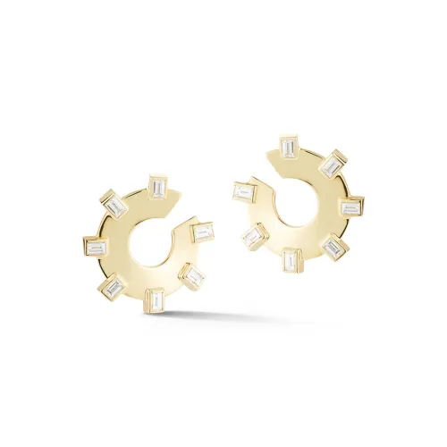 Prive Bezel Set Diamond Baguette Hoops