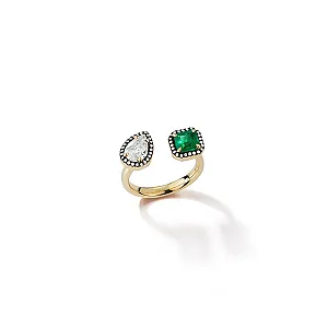 Bespoke Diamond Pear and Emerald Ring