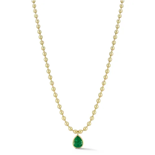 Connexion Bezel Set Emerald Pear Necklace