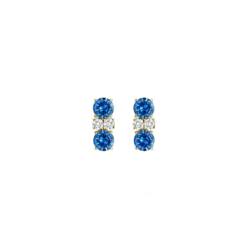Prive Petite Double Blue Sapphires and Diamond Studs
