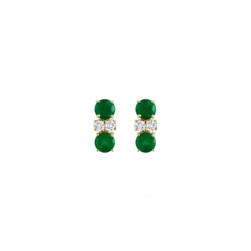 Prive Petite Double Emerald and Diamond Studs